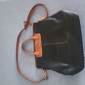 Dooney and Burke Vintage Leather Black and Camel bag
